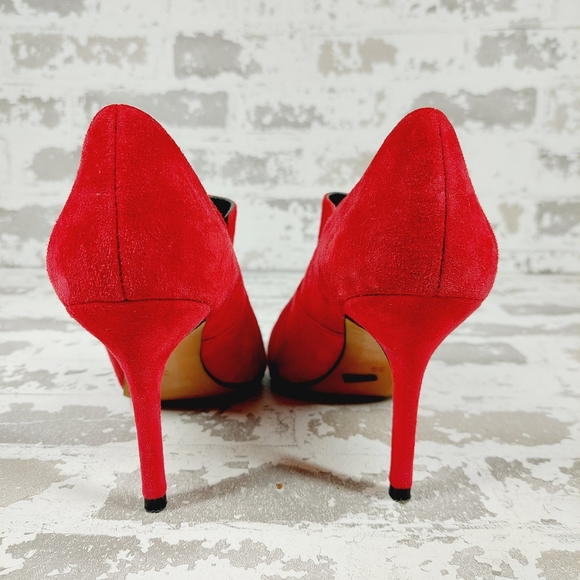 The Collection Red Suede Pointed Toe Slip On Heels O 398 - Picture 7 of 13